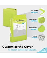 1Inch 3 Ring Binder, 1 Inch Round Ring Clear View Cover with 2 Inside Pockets Binders, Colored School Supplies Binders in Grey, Pink, Blue, Purple, Gr