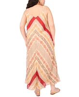 Vince Camuto Plus Printed Front-Seamed V-Neck Maxi Dress