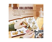 Livevie 3D Wooden Catapult Kit Stem Toy for Kids, Includes Panels, Elastic Bands, and Eva Balls, Explore Physics Principles of Force, Trajectory, and