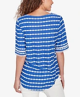 Ruby Rd. Petite Tapered Stripe Textured T-Shirt