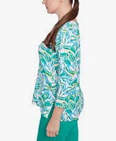 Ruby Rd. Petite Tossed Leaves Embellished Knit Top