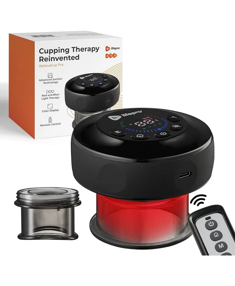 Lifepro Relievacup Pro 4-in-1 Red Light Therapy Cupping Massager Set – Portable Rechargeable Cupping Therapy Device for Muscle Relief & Skin Fi