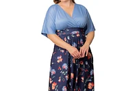 Kiyonna Plus Havana Color Block Maxi Dress