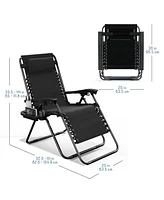 Outdoor Patio Zero Gravity Chairs Set of 2 - Reclining Lounge with Pillows & Cup Holders