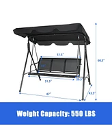 Gymax Outdoor Porch Swing Canopy Patio Swing Chair 3 Person Canopy Hammock