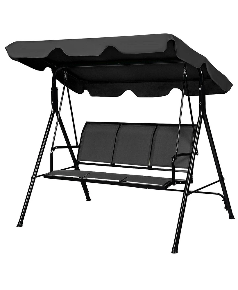 Gymax Outdoor Porch Swing Canopy Patio Swing Chair 3 Person Canopy Hammock