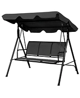 Gymax Outdoor Porch Swing Canopy Patio Swing Chair 3 Person Canopy Hammock