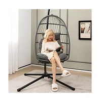 Hanging Egg Chair with Head Pillow and Large Seat Cushion