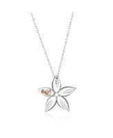 Suzy Levian Sterling Silver Cubic Zirconia Pave Flower Pendant