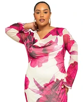 Fashion-szn Curve Plus Long Sleeve Floral Print Maxi Dress