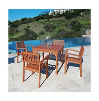 Patio Dining Square Table with Umbrella Hole For Outdoor Seating