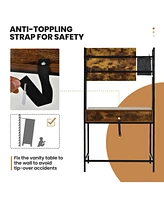 Industrial Vanity Table with 3-Position Adjustable Mirror