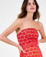 Sam Edelman Women's Dotted Lace Strapless Midi Dress