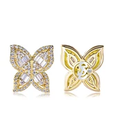 Suzy Levian Sterling Silver Cubic Zirconia Multi-Cut Butterfly Earrings
