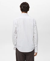Mango Men's Cotton Regular-Fit Striped Shirt