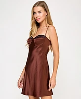 Seni & Cade Juniors' Satin Bustier Slip Dress