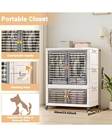 1 Pc Plastic Free Installation Baby Wardrobe Folding Storage Cabinet Multi-Layer Children's Small Wardrobe Household Clothes Storage Box Transparent G
