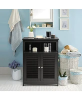 Wood Freestanding Bathroom Storage Cabinet with Double Shutter Door