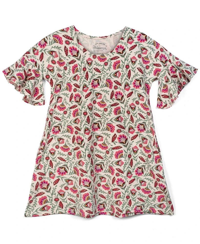 Mightly Toddler Girls Fair Trade Organic Cotton Cascade Dress