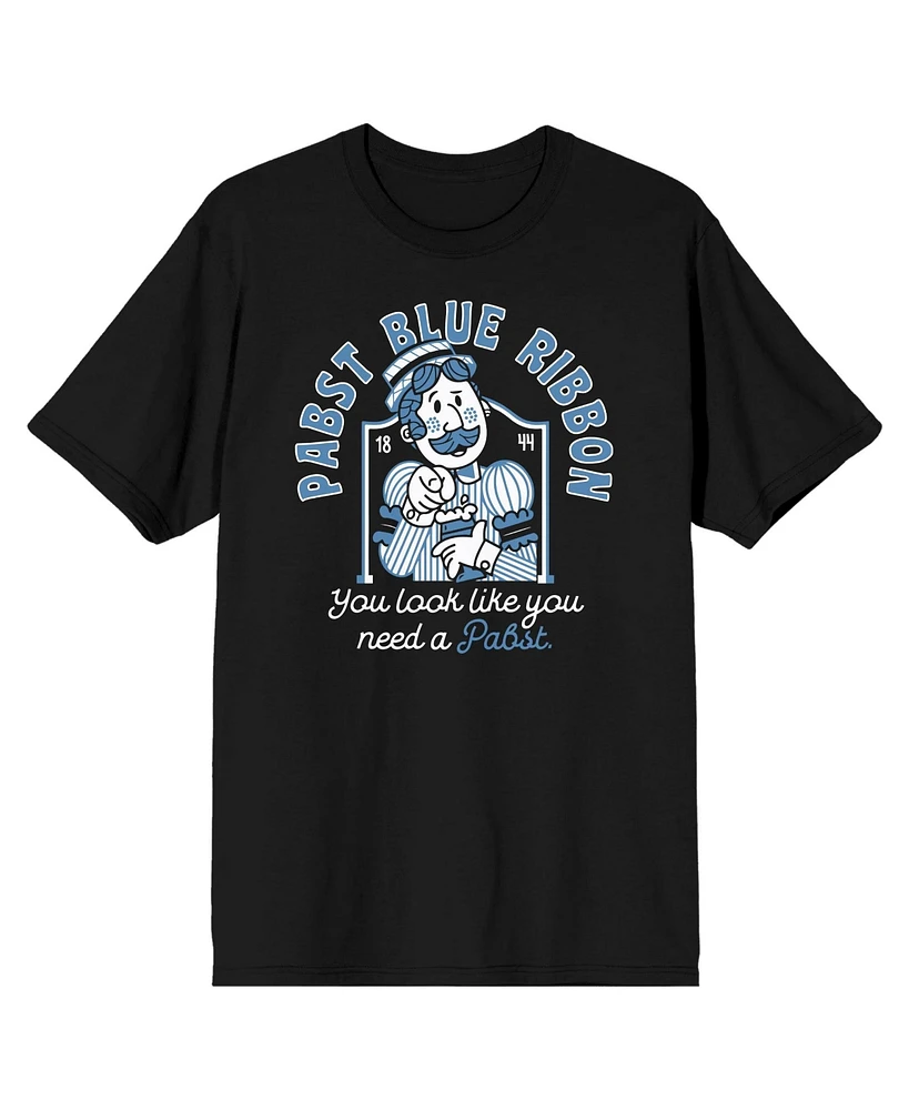 Pabst Blue Ribbon Men's You Look Like Need A Black T-shirt-3XL