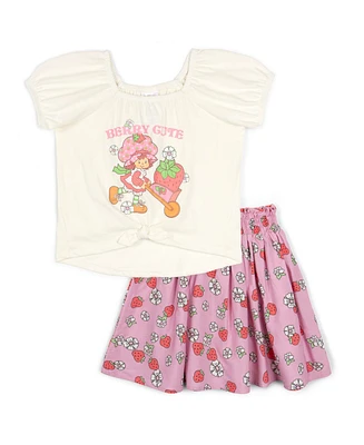 Strawberry Shortcake Square Neck T-Shirt and Skirt Outfit Set