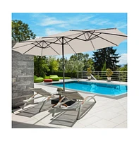 15 Feet Double-Sided Patio Umbrella with 48 Led Lights