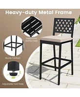 Gymax 4 Pcs Outdoor Bar Stools 27 Counter Height Barstools w/ Removable Cushions