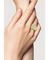 Rachel Zoe 14K Gold Plated Sterling Silver Pave Satin Signet Ring