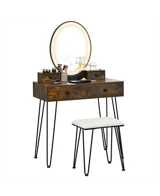 Vanity Desk with Mirror and Lights for Bedroom