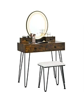 Vanity Desk with Mirror and Lights for Bedroom