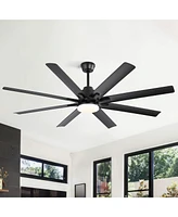66'' 8-blade Tri Color Dimming Ceiling Fan with Intelligent Remote Control and App Timing Function for Various Indoor Layouts
