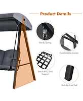 Gymax 3-Person Patio Porch Swing Cushioned Outdoor Swing Chair w/ Adjustable Canopy
