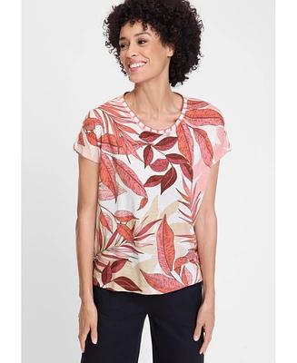 Olsen Women's Leaf Print T-Shirt