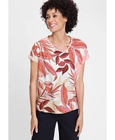 Olsen Women's Leaf Print T-Shirt