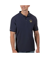 Antigua Men's Navy Milwaukee Brewers Legacy Pique Polo Shirt