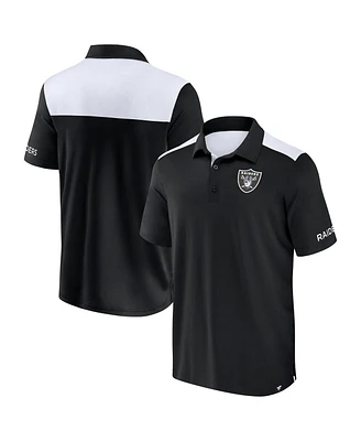 Fanatics Men's Black/White Las Vegas Raiders Color Block Polo Shirt