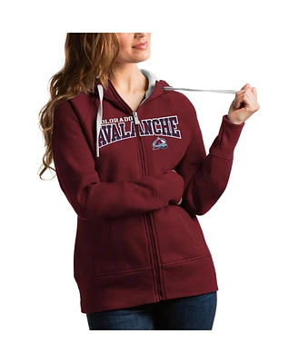 Antigua Women's Burgundy Colorado Avalanche Wordmark Victory Full-Zip Hoodie