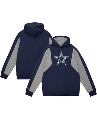 Mitchell & Ness Men's Navy Dallas Cowboys Color Blocked Fleece 2.0 Pullover Hoodie
