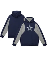 Mitchell & Ness Men's Navy Dallas Cowboys Color Blocked Fleece 2.0 Pullover Hoodie
