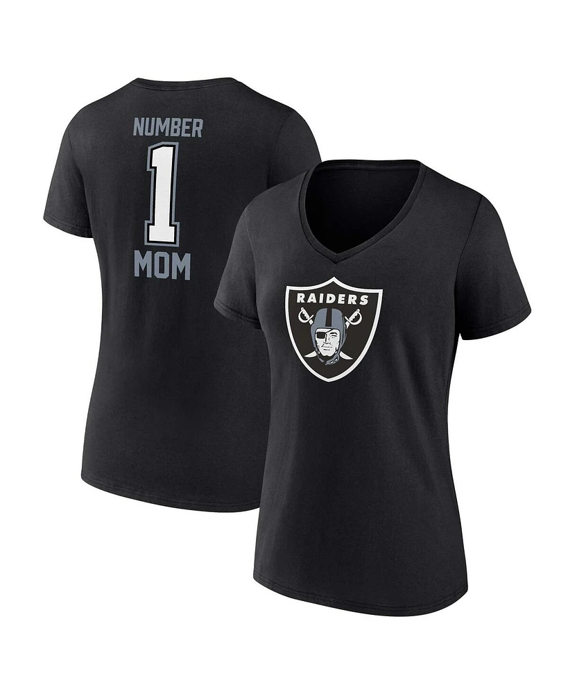 Fanatics Women's Black Las Vegas Raiders Plus Mother's Day 1 Mom V-Neck T-Shirt