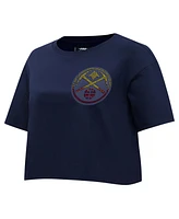 Pro Standard Women's Navy Denver Nuggets Jewels Boxy Cropped T-Shirt