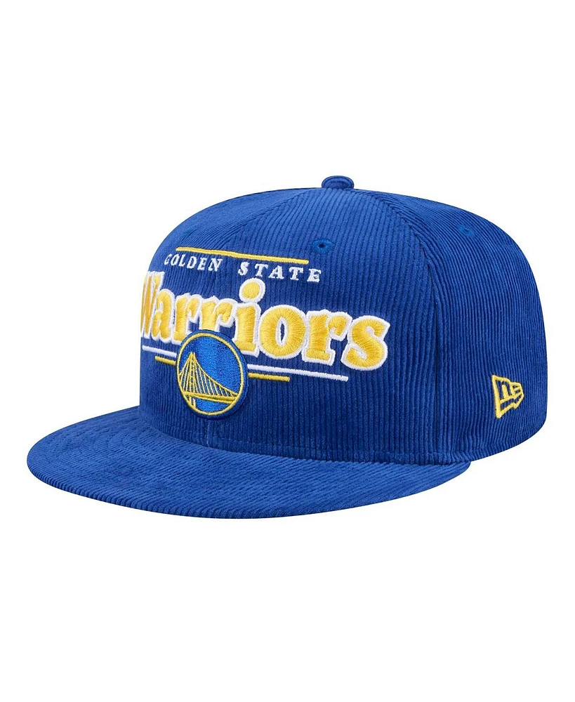 New Era Men's Royal Golden State Warriors Throwback Display Corduroy 9FIFTY Snapback Hat