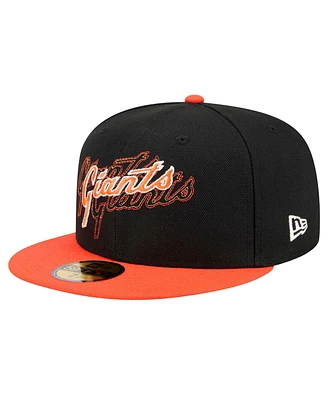 New Era Men's Black San Francisco Giants Shadow Stitch 59FIFTY Fitted Hat