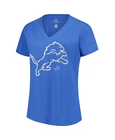 Fanatics Women's Blue Detroit Lions Plus Mother's Day Floral V-Neck T-Shirt