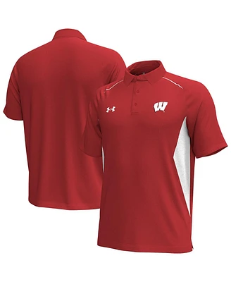Under Armour Men's Red Wisconsin Badgers Title Performance Polo Shirt