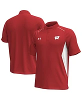 Under Armour Men's Red Wisconsin Badgers Title Performance Polo Shirt