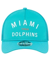New Era Men's Aqua Miami Dolphins Active Minimalist M-Crown A-Frame 9FORTY Adjustable Hat