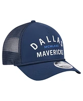 New Era Men's Navy Dallas Mavericks Minimalist A-Frame 9FORTY Trucker Hat