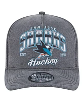 New Era Men's Charcoal San Jose Sharks Throwback Washed A-Frame Pre-Curved 9FIFTY Snapback Hat