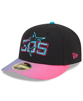 New Era Men's Black/Pink Miami Marlins 2025 City Connect Low Profile 59FIFTY Fitted Hat